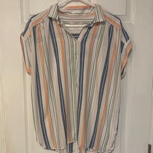 LOFT Multicolor Striped Button Down Shirt